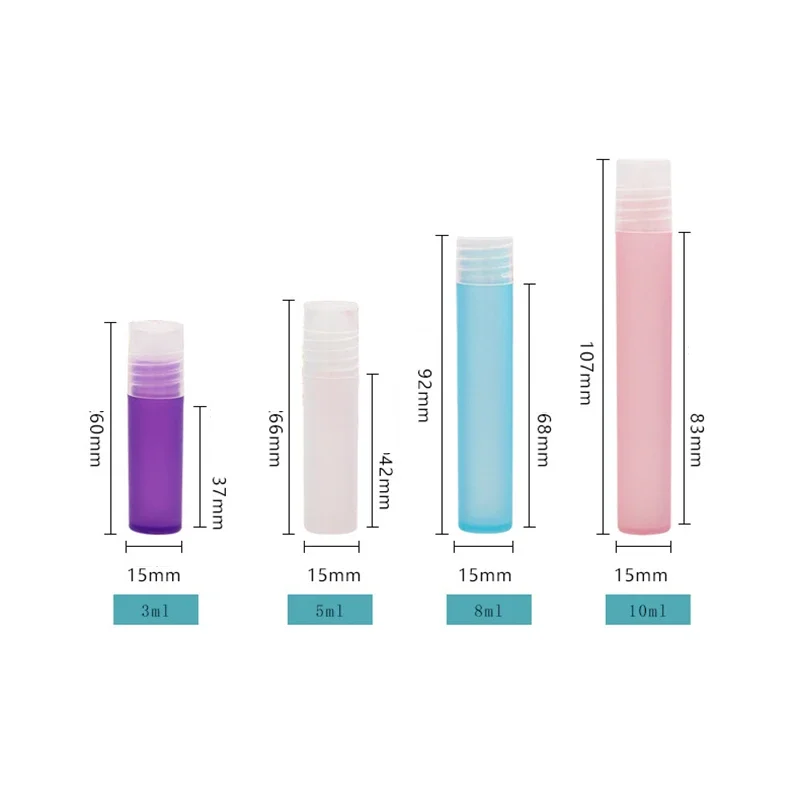 20/50Pcs Empty Perfume Roller Ball Bottle Frosted Plastic Liquids Oil Container Refillable Bottles Sample Test Vial Travel Set