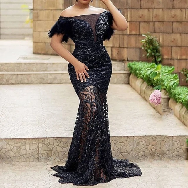 Ada Lace Sequins Off Shoulder Mermaid Dress - Image 3