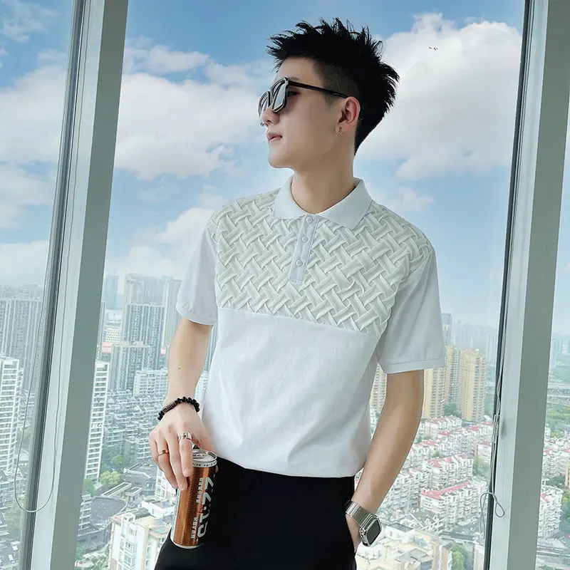 Polo Shirt Short Sleeved Men Summer Ins Pi Shuai Self Cultivation Lapel Collar Half Sleeve T-shirt High-end Tops