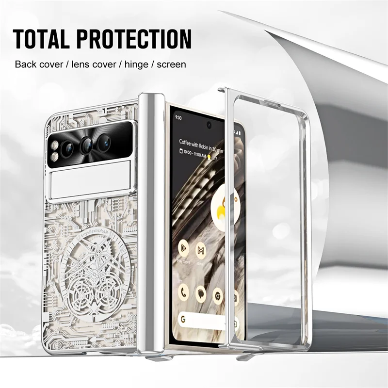 Enhanced Protective Phone Case with S Pen Slot and Tempered Film - Plated PC Hinge Folding Stand Design