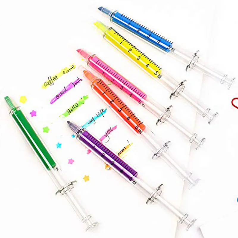 12Pcs Liquid Novelty Syringe Highlighter Stationery Cute Syringe highlighter Office Supplies Child Gift 2