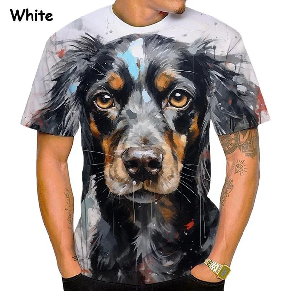 New Summer Men Kids 3D Printed Funny Dog T-Shirt Fashion Tops Tees Male Vintage Short Sleeve Clothing Casual Stylish Streetwear