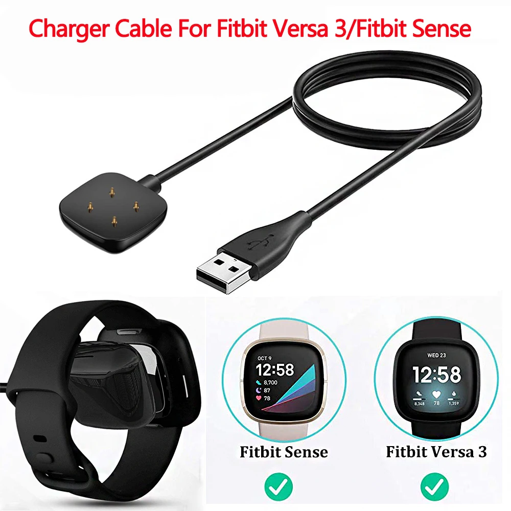 

1m Charger Cable For Fitbit Versa 3 Replacement USB Charging Cable Cord Clip Dock Accessories For Fitbit Sense SmartWatch Versa3