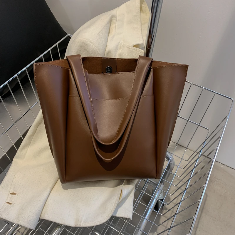 Women's Vertical Soft Leather Tote Bag