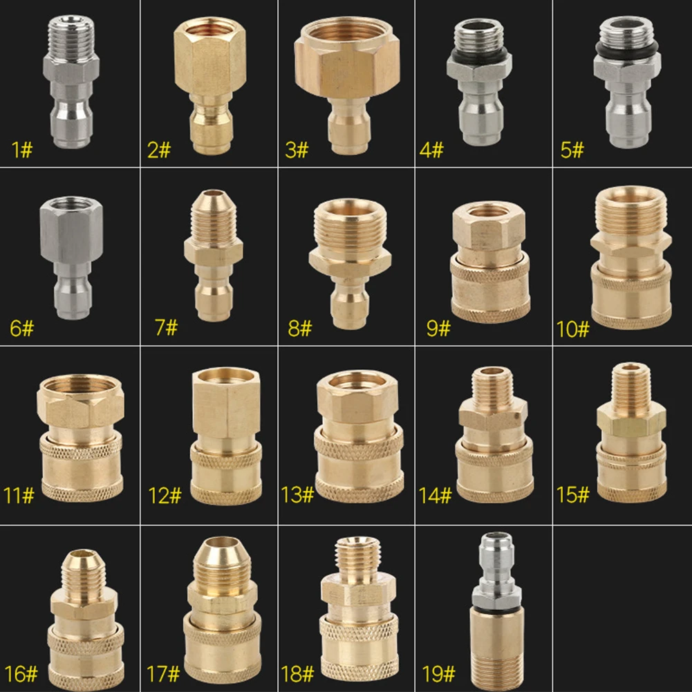 Pressure Washer Adapter Foam Nozzle Brass Connector Kit 1/4 Quick Disconnect M14 M22 Male Female Coupler For Car Washing Tool Pressure Washer Foam Nozzle Pressure Washer Nozzle Pressure Washer Adapter Kit Pressure Washer Adapter Foam Nozzle Quick Connect Adapter High Pressure Washer Accessories Foam Cannon