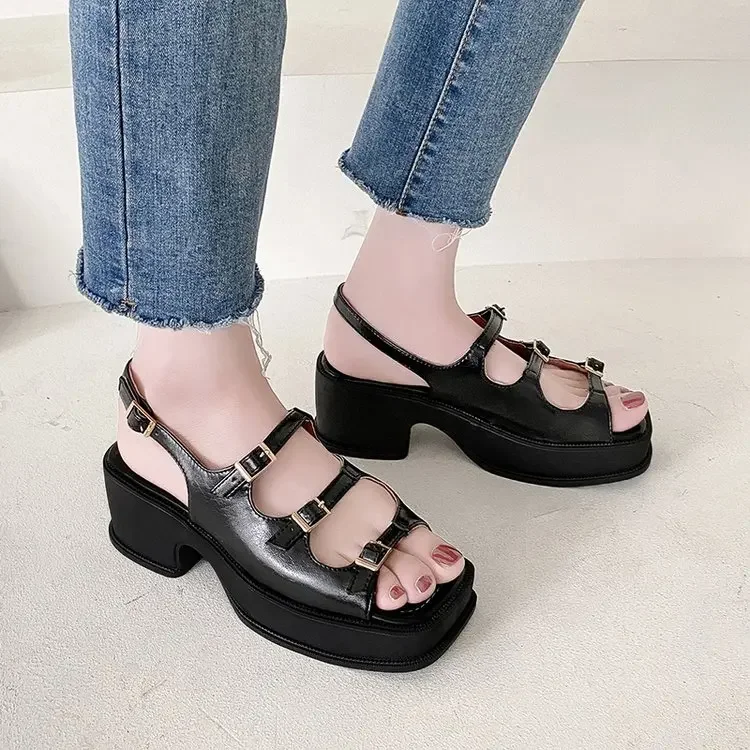 Ladies High Heels Summer Women's Shoes Wedge Sandals Open Toe Shallow Solid Color Buckle Casual women sandals wedge sandals women high heels comfortable sandals