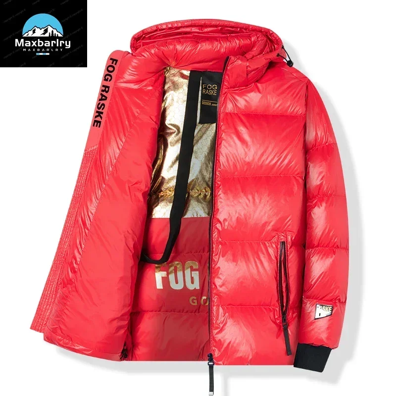 Padded Men's Luxury Down Jacket Hooded Windproof Warm Strap Parka Coat Upholstered Men's Winter Goose Down Clothing New M-5XL