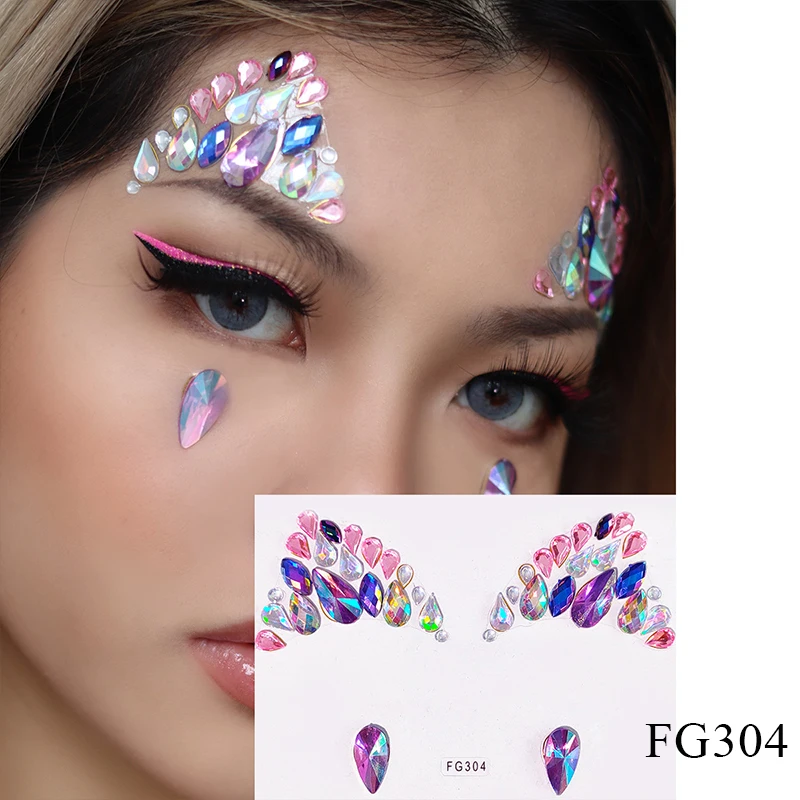 Face makeup rhinestones DIY 81pcs glitter diamond with back glue 26 styles  rainbow color crystal diamond eyes sticker LT001 - AliExpress