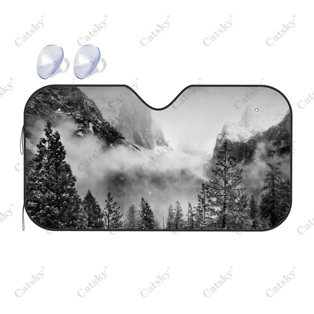 Beautiful Winter Hazy Forest Car Accessories Windshield Sunshade Foldable Sunvisor Protect Sunshades Visor Shield for SUV Cool