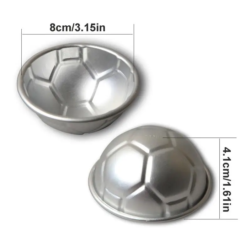 Cake Tools 3D Soccer Ball Aluminum Baking Pan 3.14in Football Shape Metal Cake Pan Mold Half Ball Aluminum Hemisphere