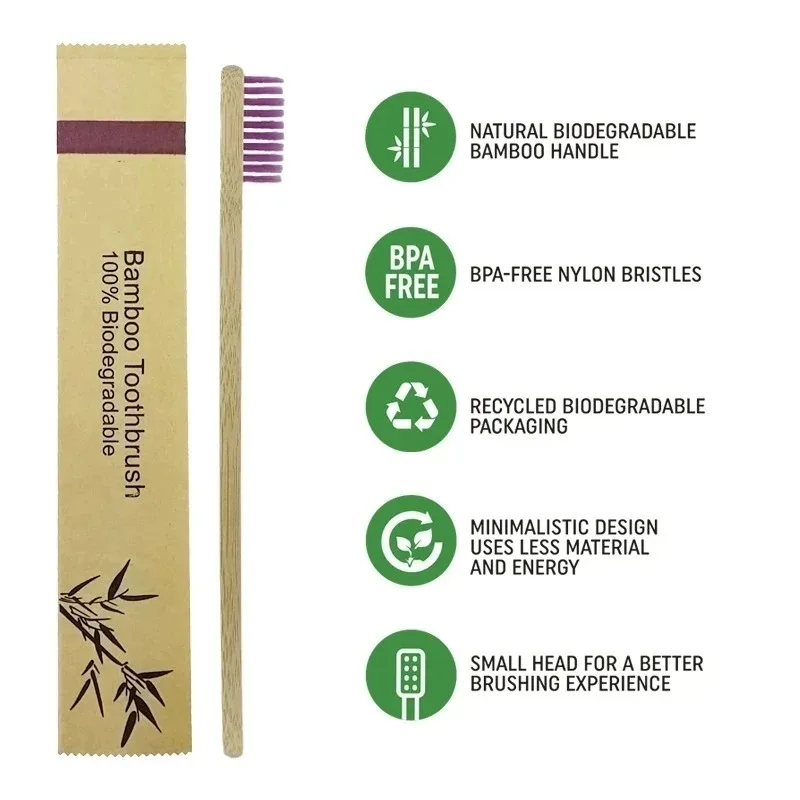Eco friendly toothbrush Bamboo Resuable Toothbrushes Portable Adult Wooden Soft Tooth Brush for Home Travel Hotel use