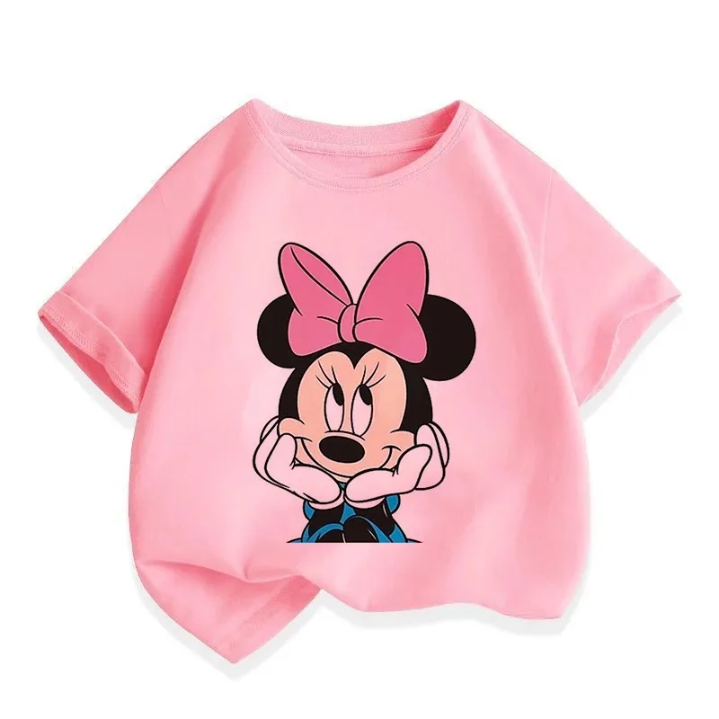 Summer Disney T Shirt Cartoon Baby Kids Boys Girls Children Mickey Mouse Short Sleeve Clothing Kawaii Minnie Print Tee Toddler 3