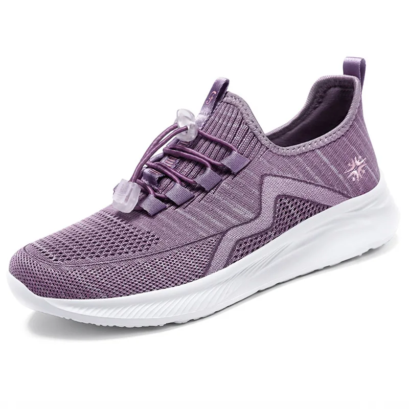 Fashionable and trendy women's shoes, soft soled mesh casual shoes, middle-aged women's sports outdoor hiking shoes