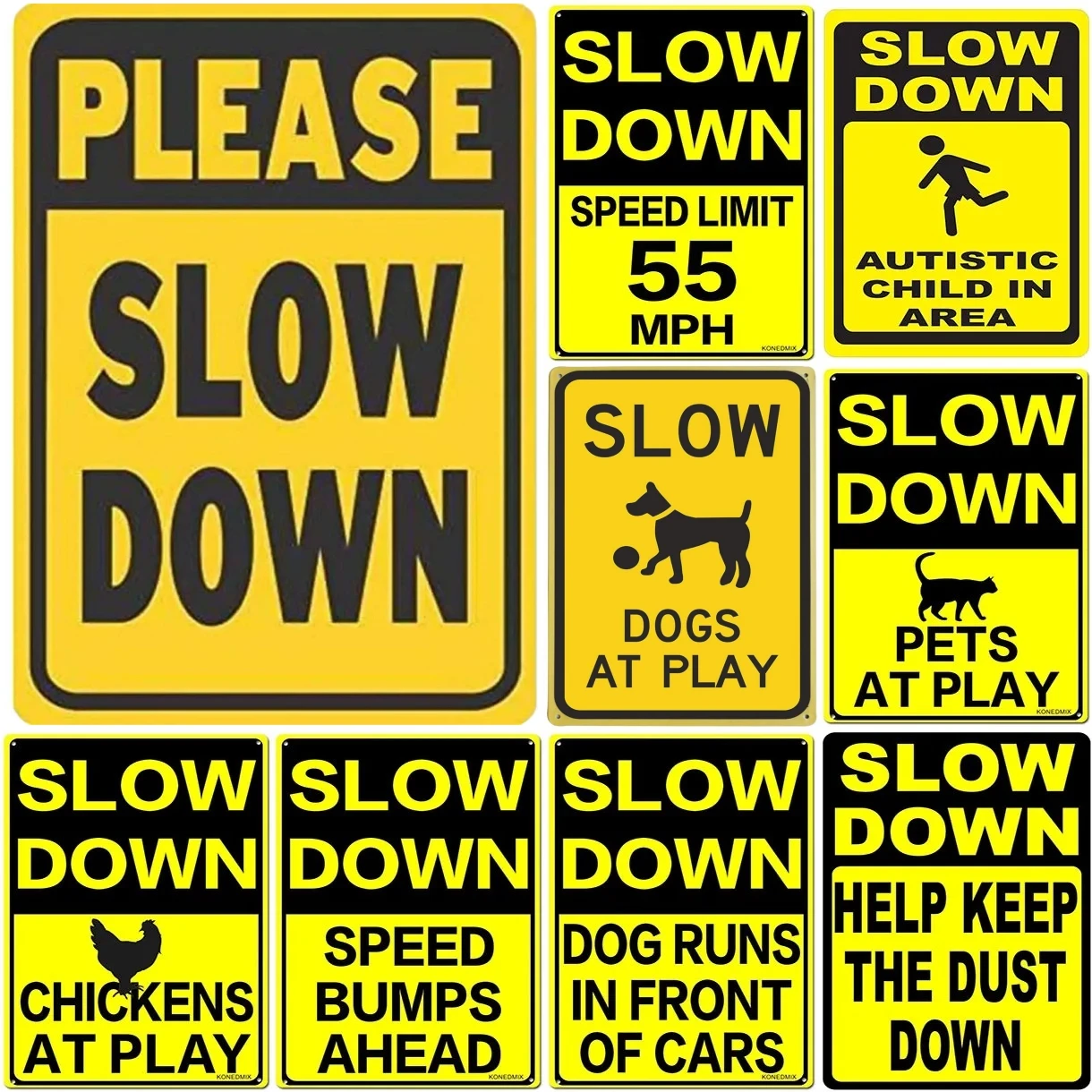 Retro Metal Aluminum Signs Slow Down Kids and Pets At Play Vintage ...