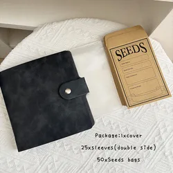 Deluxe Loose Leaf Seed Storage Album with PU Leather Cover and 50 Pockets (Black full set)