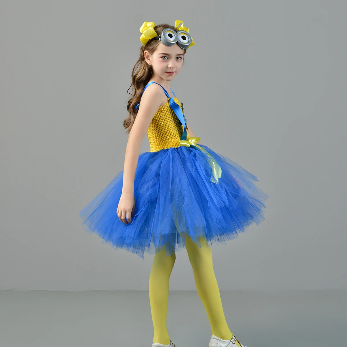 Big Eyes Mini Yellow Man Costumes for Baby Girls Anime Cartoon Characters Cosplay Dresses for Kids Birthday Outfit Party Clothes