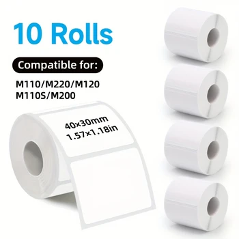 10 rotoli di etichette di carta termica 40x30mm etichette bianche 230/rotolo per stampanti M110 M200 M220 regalo fai da te bottiglia indirizzo uso ufficio domestico