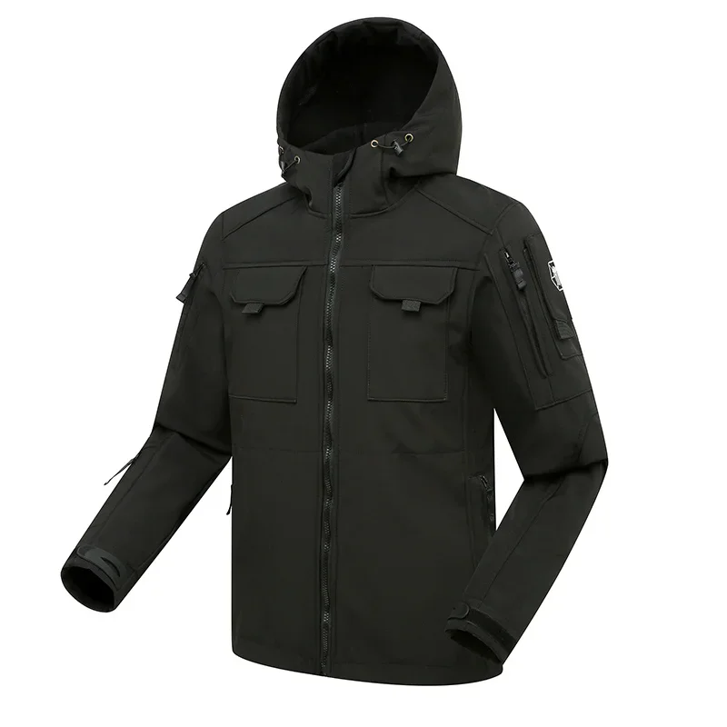 thumbnail image 1 of Chaquetas tácticas militares Chaqueta con funda suave abrigos con capucha forro polar a prueba de viento chaquetas de caza Airsoft del ejército multibolsillos ropa para hombres, 1 of 5