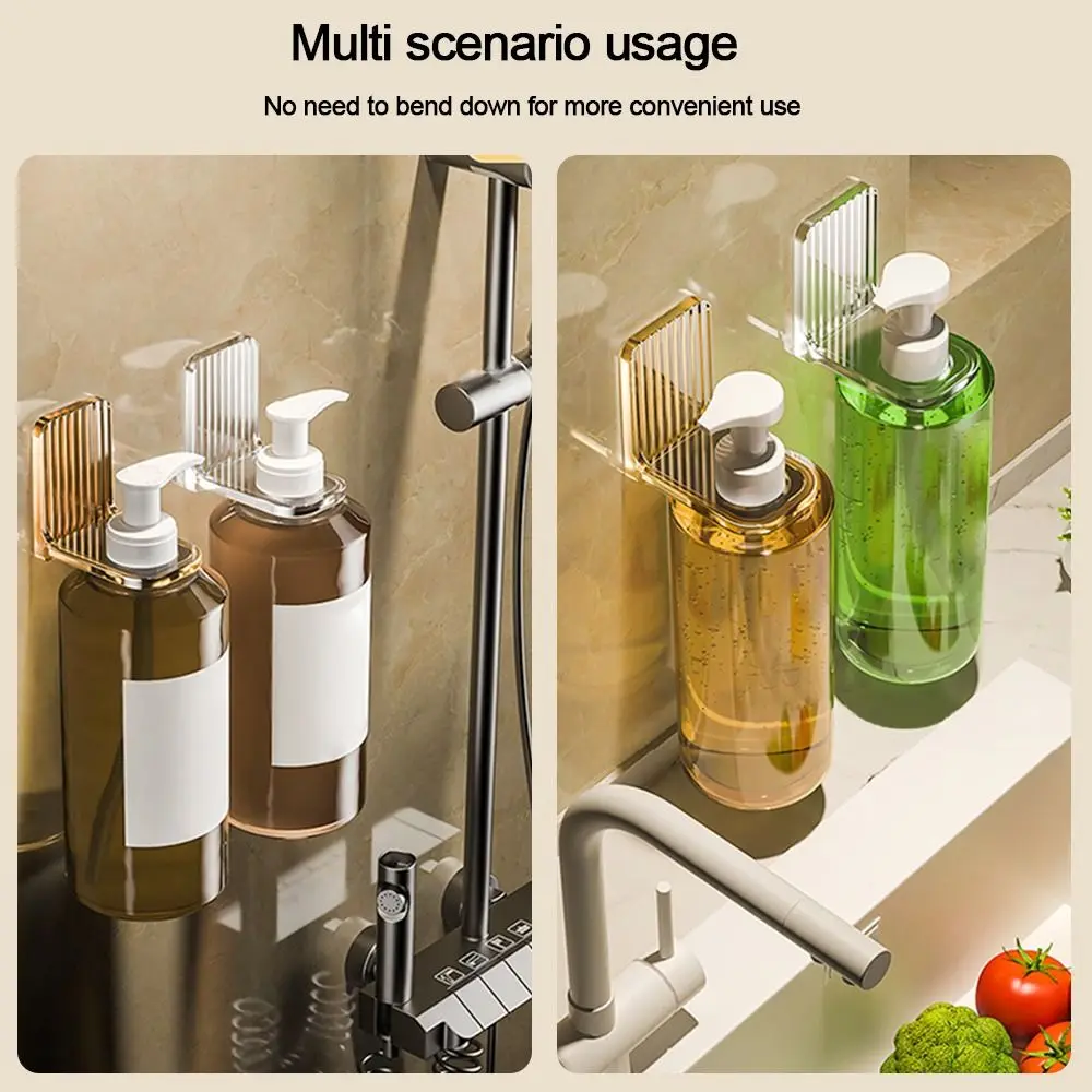 Description Picture 5 of itemTransparent Wall Mounted Shampoo Bottle Shelf Self-Adhesive Liquid Soap Shower Gel Storage Holder Bathroom Organizer Accessories