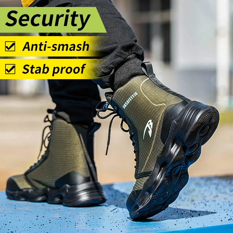 2023 New Safety Shoes Men Boots High Top Work Sneakers Steel Toe Cap Anti-smash Puncture-Proof work Boots Indestructible Shoes