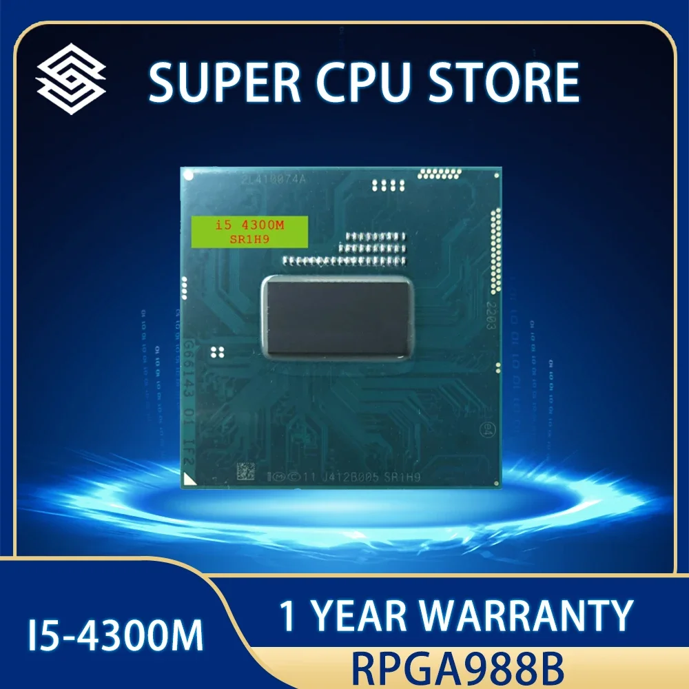 

Процессор Intel Core I5-4300M SR1H9 i5 4300M для ноутбука, подходит для набора микросхем HM86/HM87 гнездо для ноутбука G3 rPGA946B