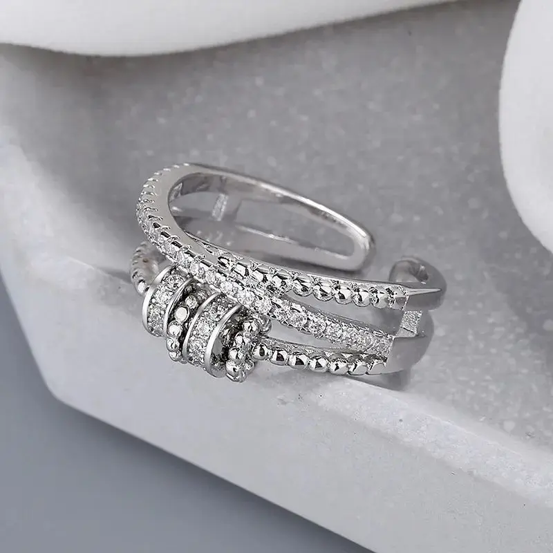 Adjustable Rings Women Anti Stress Anxiety Fidget Spinner Rotating Ball Accessories Jewelry Gift fidget rings fashion rings fashion ring finger rings metal rings