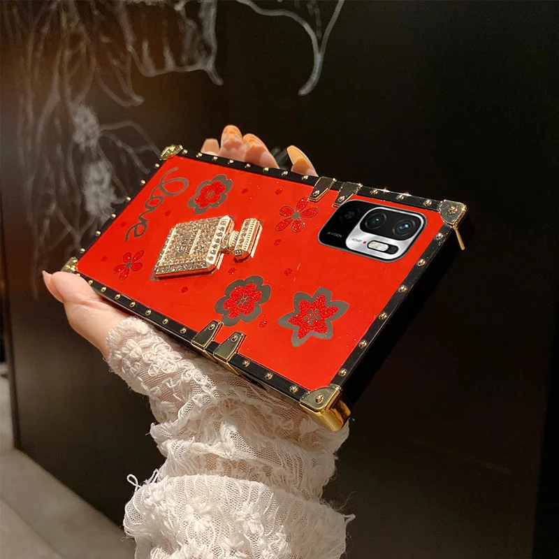 Husă de flacon de parfum cu diamante de lux pentru Xiaomi Redmi 9T 9A 9C NFC Note 8 9 10 11 Pro 9S 10S 11S pătrat de protecție pentru telefon C_voghion.com