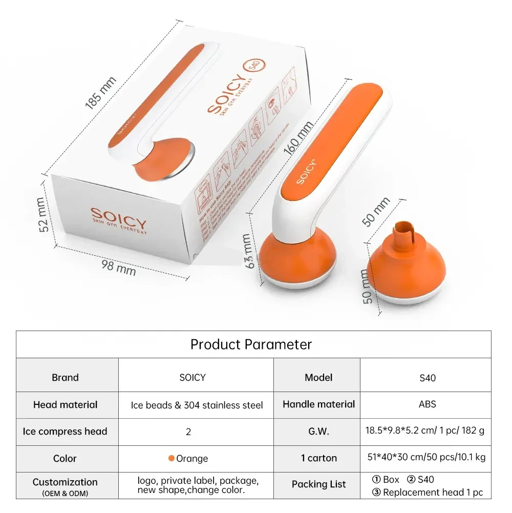 SOICY S40 Metall-Eisroller für Unter-Augen-Massage, Gesichts-Schlankheits-Migräne, Kaltmassagegerät, Hautpflege-Werkzeuge mit 2 Edelstahlköpfen – Detail 9