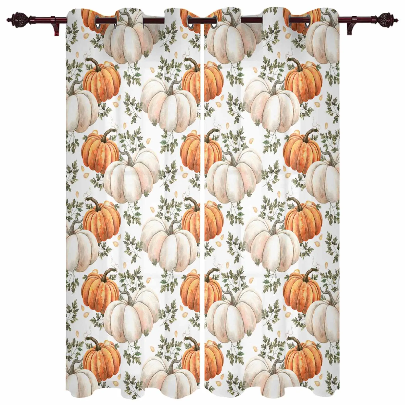 

Осенние современные оконные шторы с текстурой тыквы и виноградной лозы для гостиной, спальни, занавески, кухонные шторы, занавески