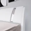 King Size Bed Frame with Iron Piece Decor, Faux Leather Upholstered Platform Beds with Adjustable Headboard, King Bed Frame 4