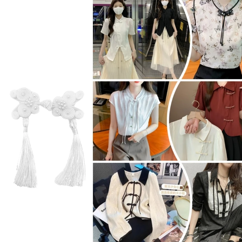 

Traditional Butterfly Fringe Knot Button Exquisite Cheongsam Buttons for Woman