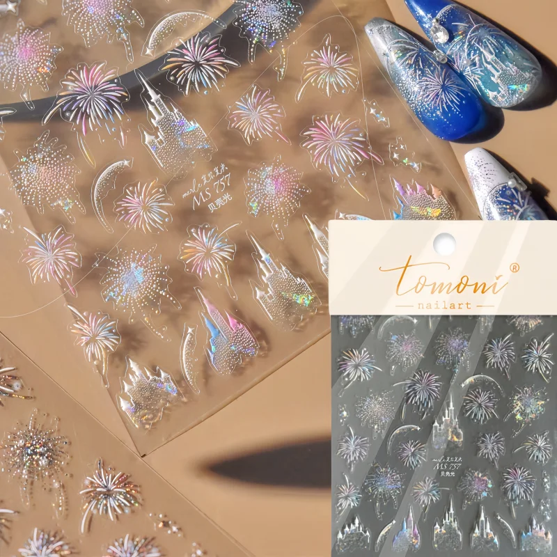 Tomoni Crystal Drum Nail Art Stickers Magic Castle Nail Art Supplies Decals French Photo Frame Diamond Manicure Accessories nail stickers nail art tools nail art decoration nail decals