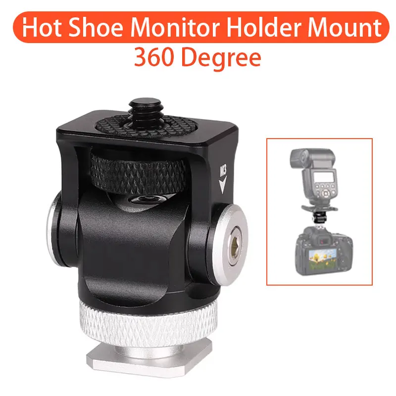 Sıcak ayakkabı ayarlanabilir monitör tutucu dağı kamera Pan 360 derece Tilt 180 derece soğuk ayakkabı dağı ve 1/4 ''dağı Tripod başkanı ile