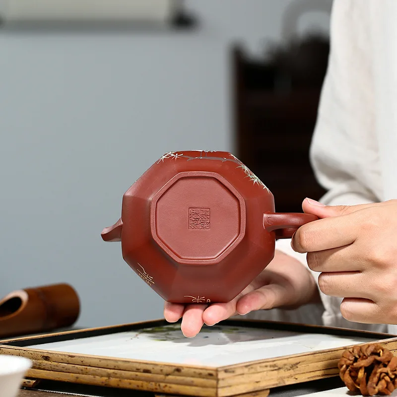 Handmade Zisha Teapot, Yixing Handmade Pot, Kung-Fu Teaware, Purple Clay Drinkware for Puer Green Black Chinese Tea