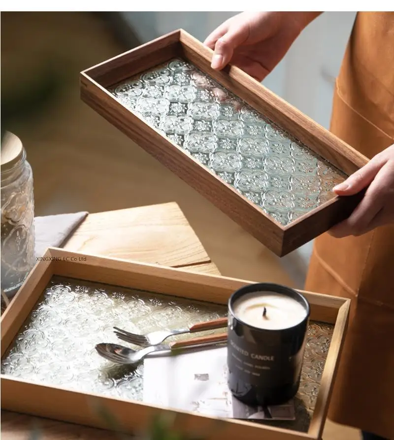 

Искусственная кожа в японском стиле, роскошный стеклянный поднос, поднос для хранения для украшения дома, фотолоток