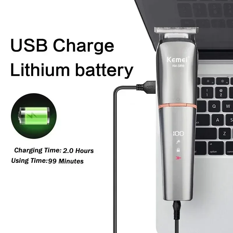KEMEI cross-border KM-5898 electric hairdresser Multi-functional LCD display USB charging electric clipper barber 5
