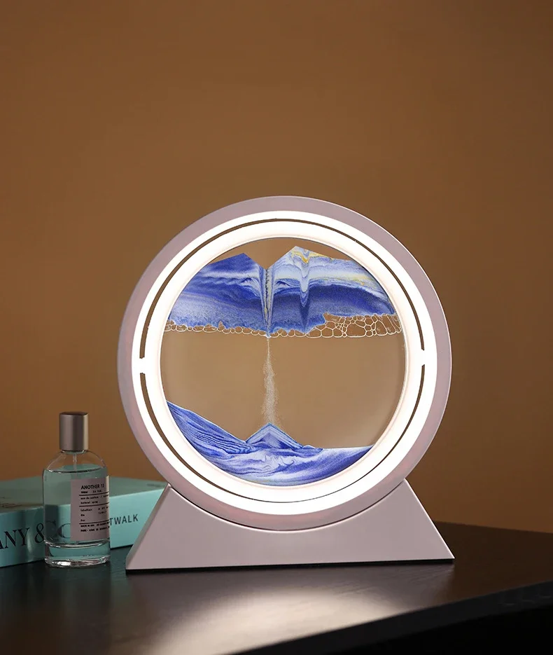 Description Picture 6 of itemQuicksand Table Lamp Sandscape Moving Sand Art LED 3D Hourglass Night Light USB Flowing Sand Painting Bedside Lamps Home Decor
