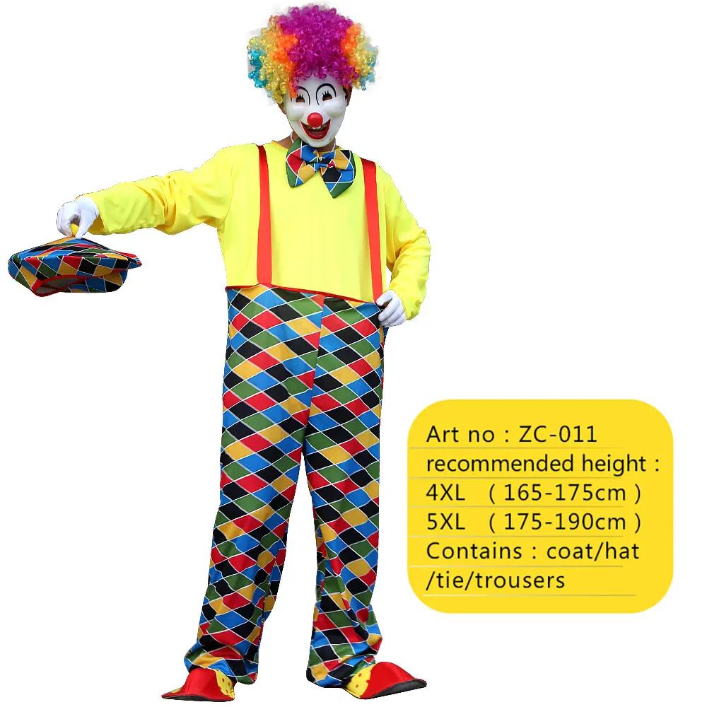 Disfraz De Payaso Para Adulto Hombre – Set De 6 Piezas: Chaleco, Peluca Rizada, Nariz, Pajarita, Guantes Y Sombrero – Ideal Para Halloween Y Carnaval
