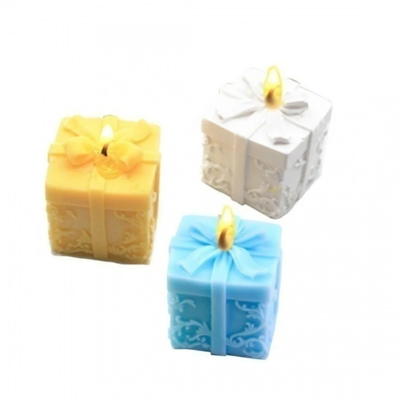 Silicone Candle Mould Gift Box Shape Aroma Candle Gypsum Mold for DIY Soap Making Candle Making Supplies Kit