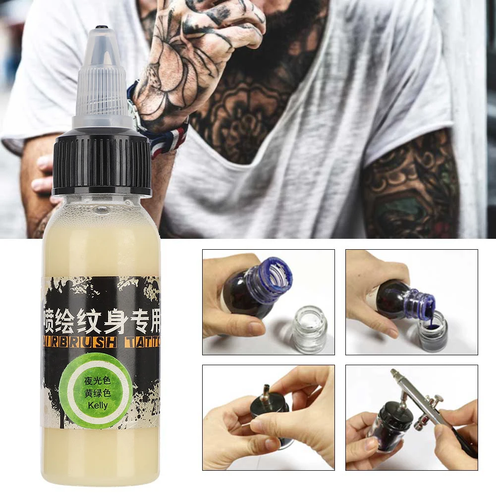 30ml Disposable Temporary Night Light Tattoo Ink Professional Easy Coloring Body Colored Drawing Fluorescence Airbrush Pigment