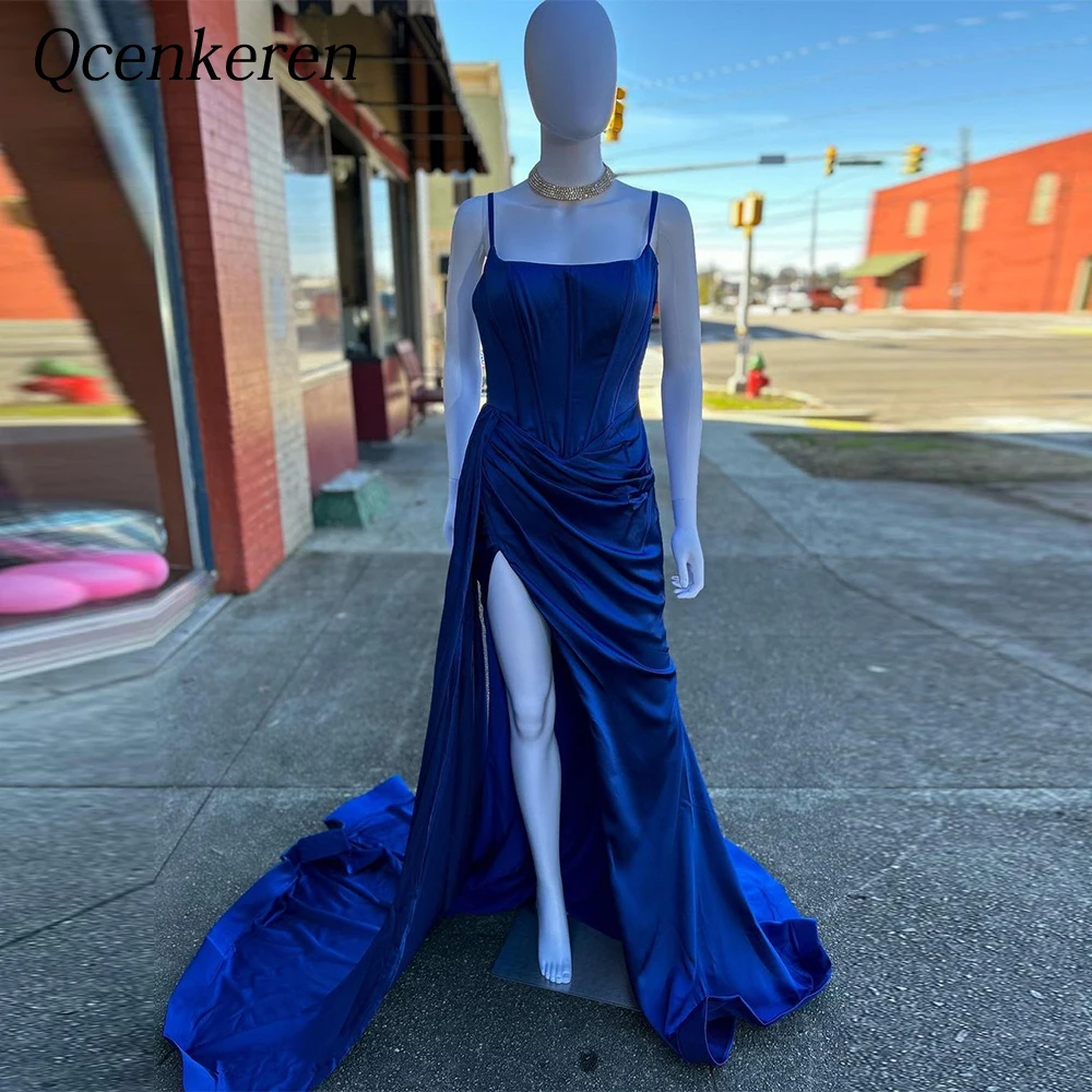 

Custom Sexy Spaghetti Straps Evening Formal Sheath Bespoke Occasion A-Line High Split Dresses Floor-Length Party Women Gown 2023