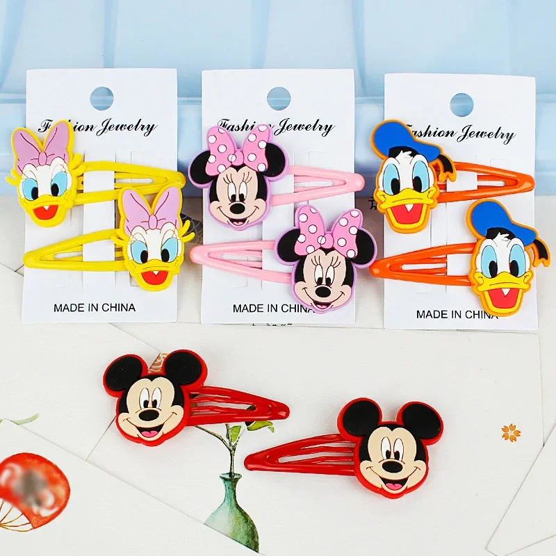 Disney Mickey and Minnie Hairpin Children's Cute Donald Duck Hair Accessories BB Clip Cartoon Color Girl Side Clip Birthday Gift hair accessory pearl hairpins hair clip jewelry accessories