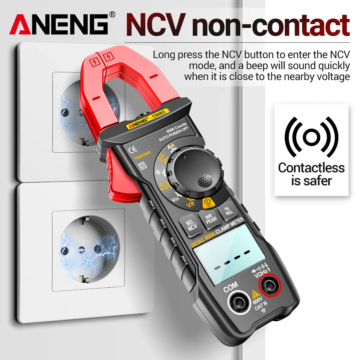 ANENG CM82 Digital Clamp Meter 6000 Counts True RMS NCV 600V Voltage 600A DC/AC Current Digital Multimeter Clamp Current Meter digital multimeter multimeter tester