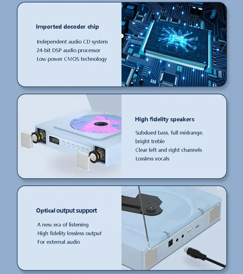 New THINKYA K10 CD Player Protable HiFi CD Player with Speakers Bluetooth 5.1 Album Supports Remote Control Rechargeable