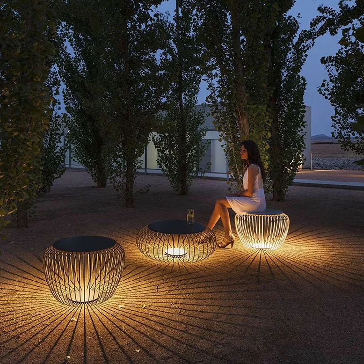 

Waterproof Stainless Steel light up outdoor furniture solar garden lights outdoor waterproof led decor Table