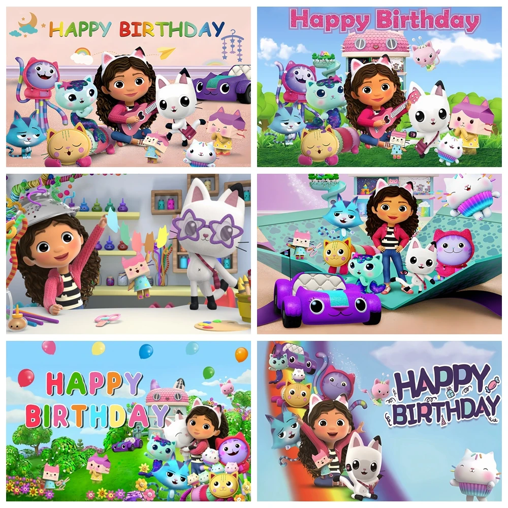 Cartoon Geburtstagsbanner 150x100cm - Katzen Thema Partydeko Für Kinder