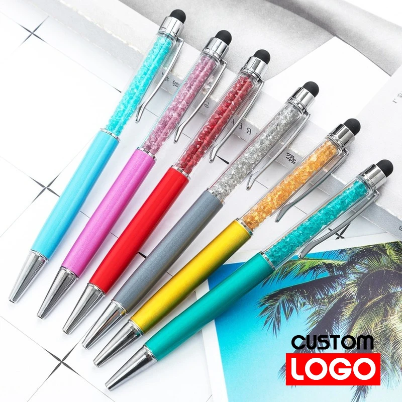 50pcs Exquisite Crystal Ball Pen Fashion Creative Stylus Laser Engraving Custom Logo and Text Office and School Custom Pen