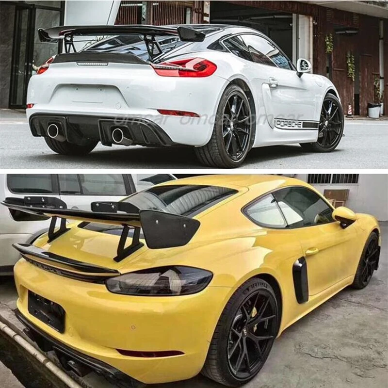 

For Porsche 718 981 987 Boxster Cayman 2016-2023 High Quality Real Carbon Fiber Rear Trunk Wing Spoiler Kit GT4 Refits