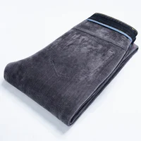 Klasyczny styl zimowy męski ciepły biznesowy do jeansów Fashion Casual Denim elastyczny bawełniany gruby polarowy spodnie dżinsowe męskie spodnie markowe 6