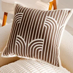 Luxurious Brown French Stamped Decorative Pillow Cover - Elegant Waist Cushion Decor (Color 22   (45x45cm))